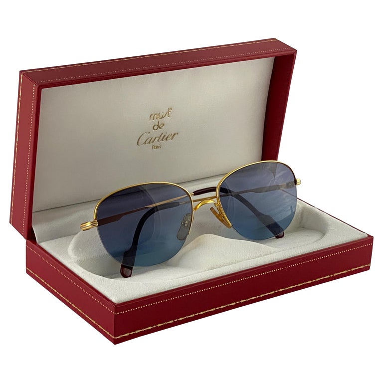 Cartier Montaigne Half Frame 55mm Sunglasses 18k Gold Sunglasses