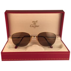 Cartier Montaigne Half Frame 55mm Sunglasses 18k Gold Sunglasses France