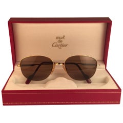 Retro Cartier Montaigne Half Frame 55mm Sunglasses 18k Gold Sunglasses France