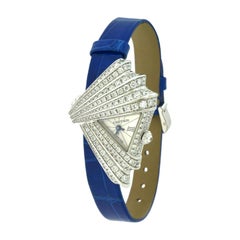 Cartier Montre Froissée Ref. 3081 Montre à diamants en forme d'éventail en or blanc