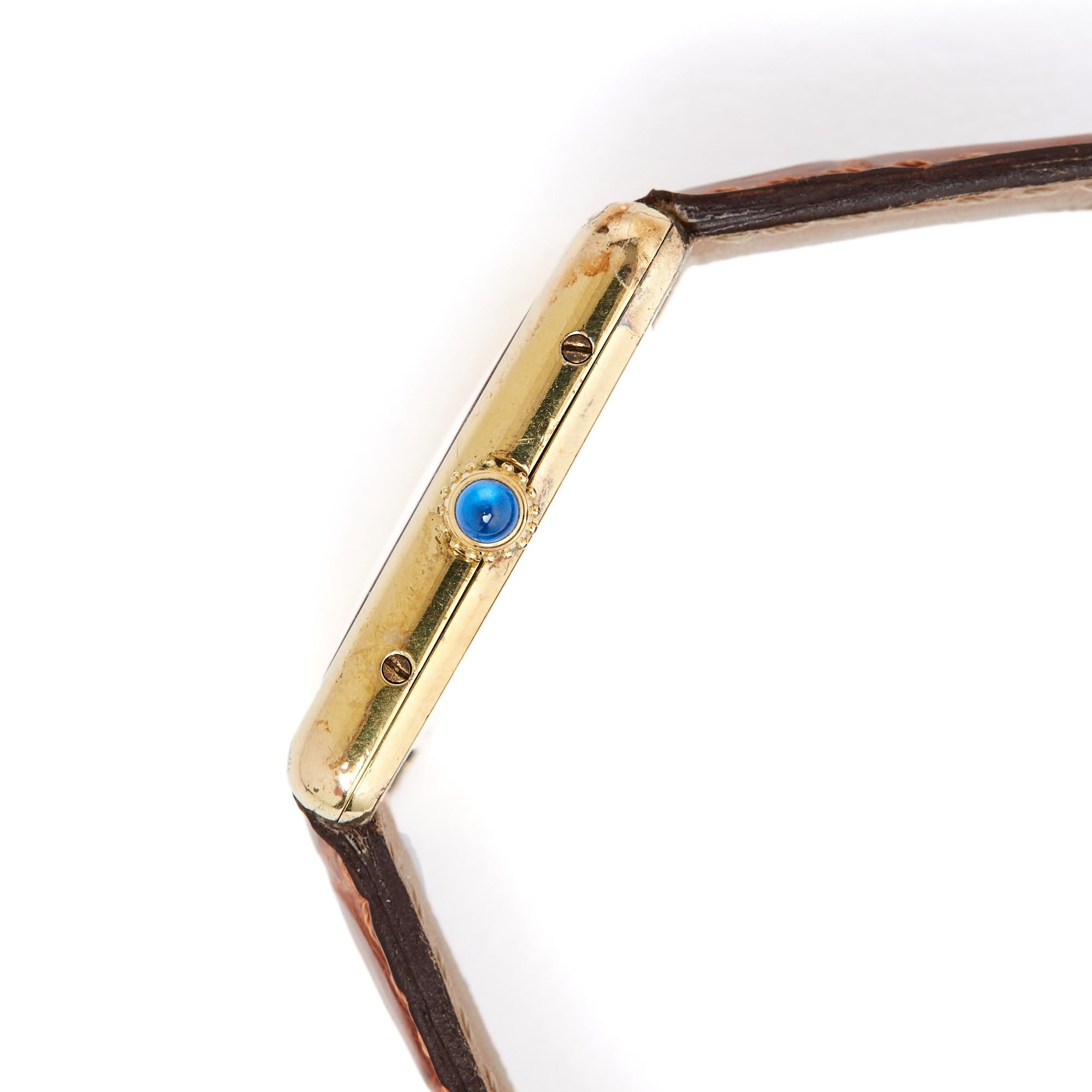 Cartier Montre Tank Must 23 mm Vermeil Quartz Trinity Dial Watch Bracelet New In Good Condition For Sale In PARIS, FR