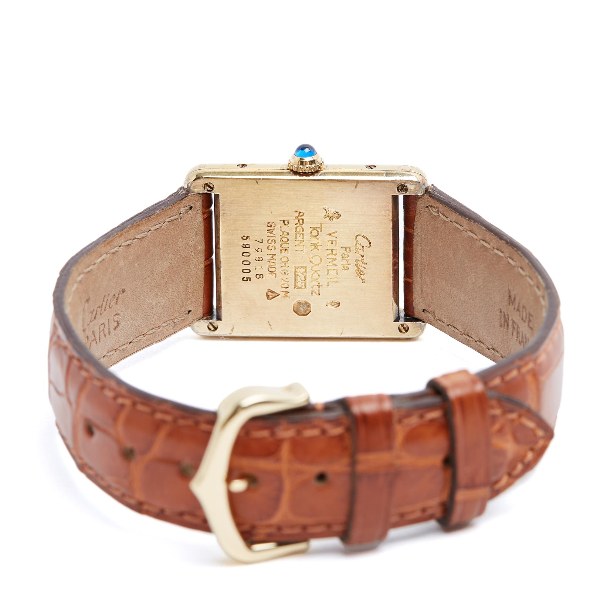 Cartier Montre Tank Must 23 mm Vermeil Quartz Trinity Dial Watch Bracelet New For Sale 2