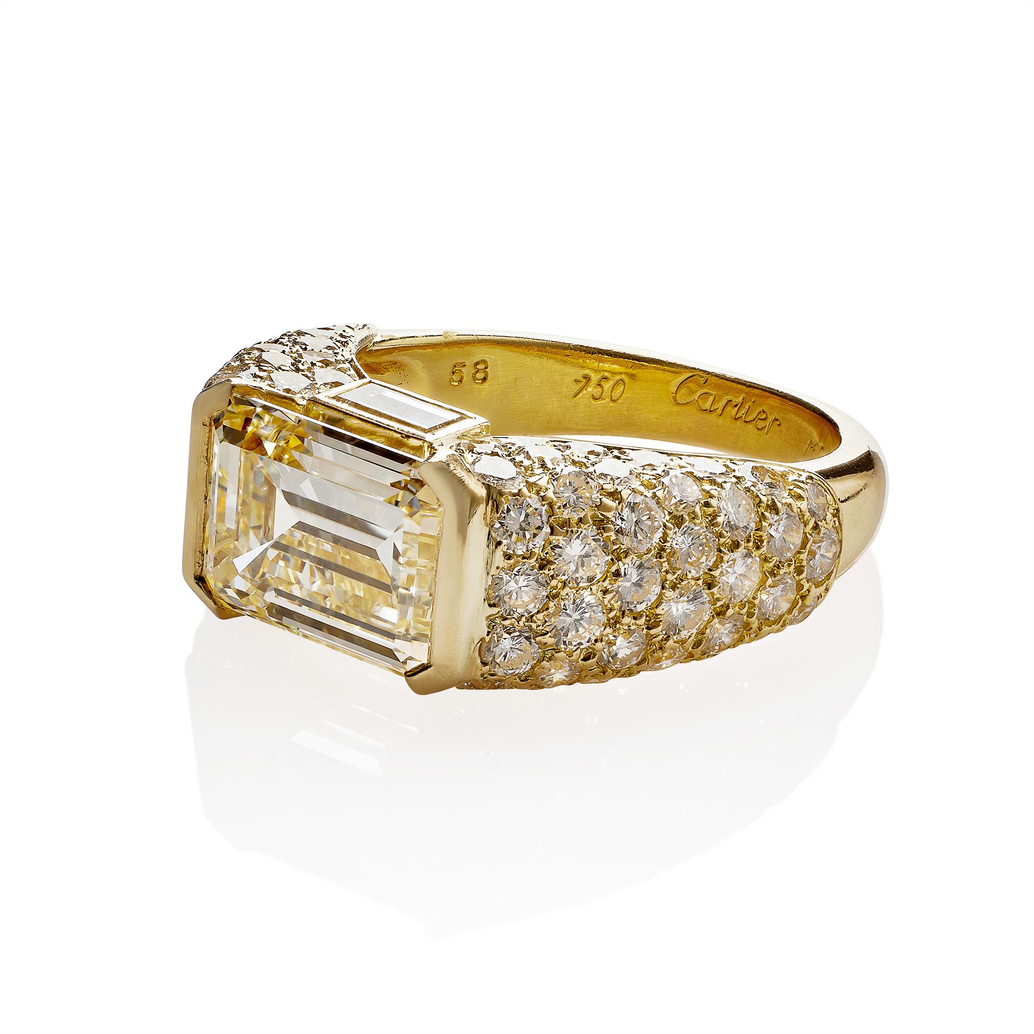 Cartier Monture Paris, bague en diamants taille émeraude Excellent état - En vente à New York, NY