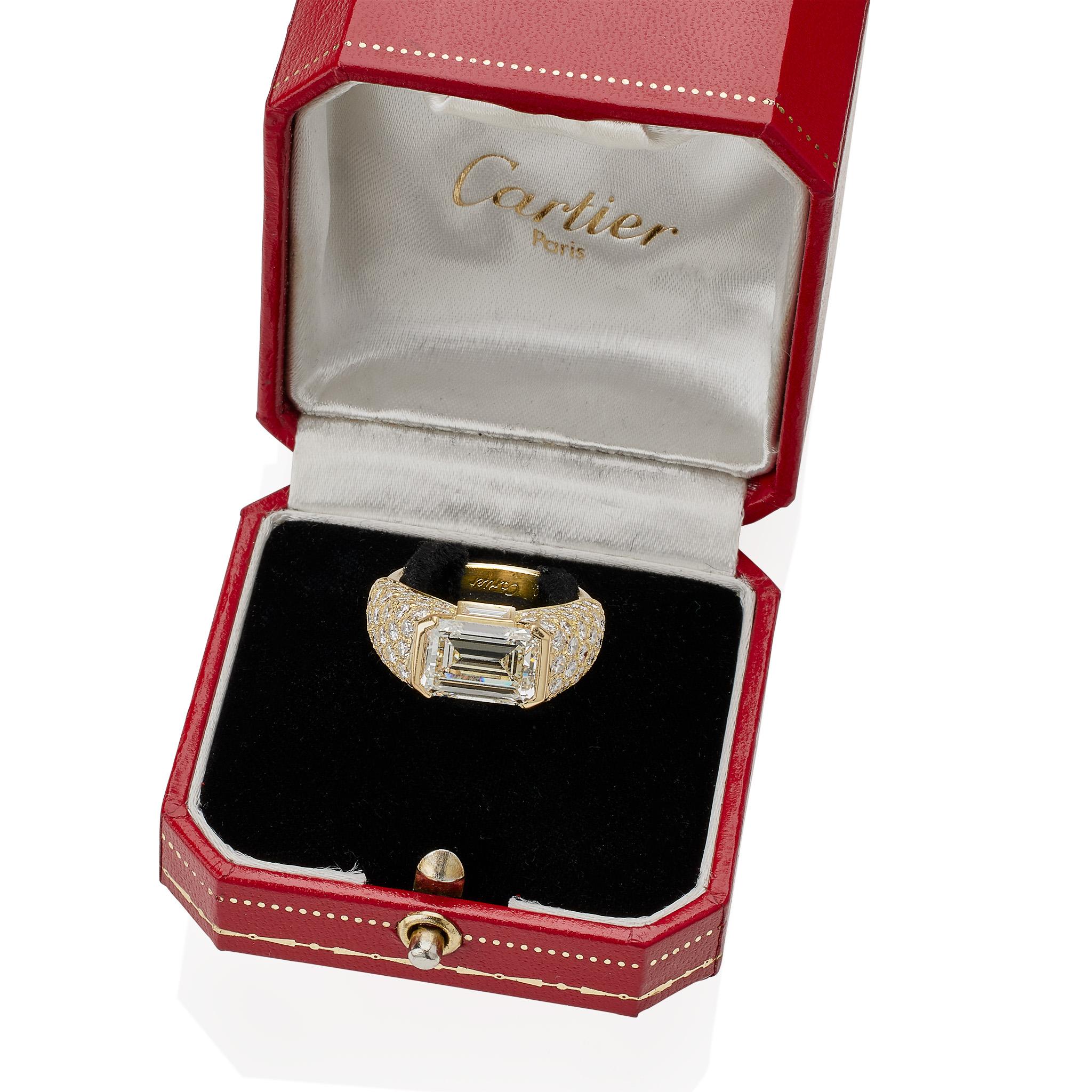 Cartier Monture Paris Diamantring mit Smaragdschliff im Angebot 2