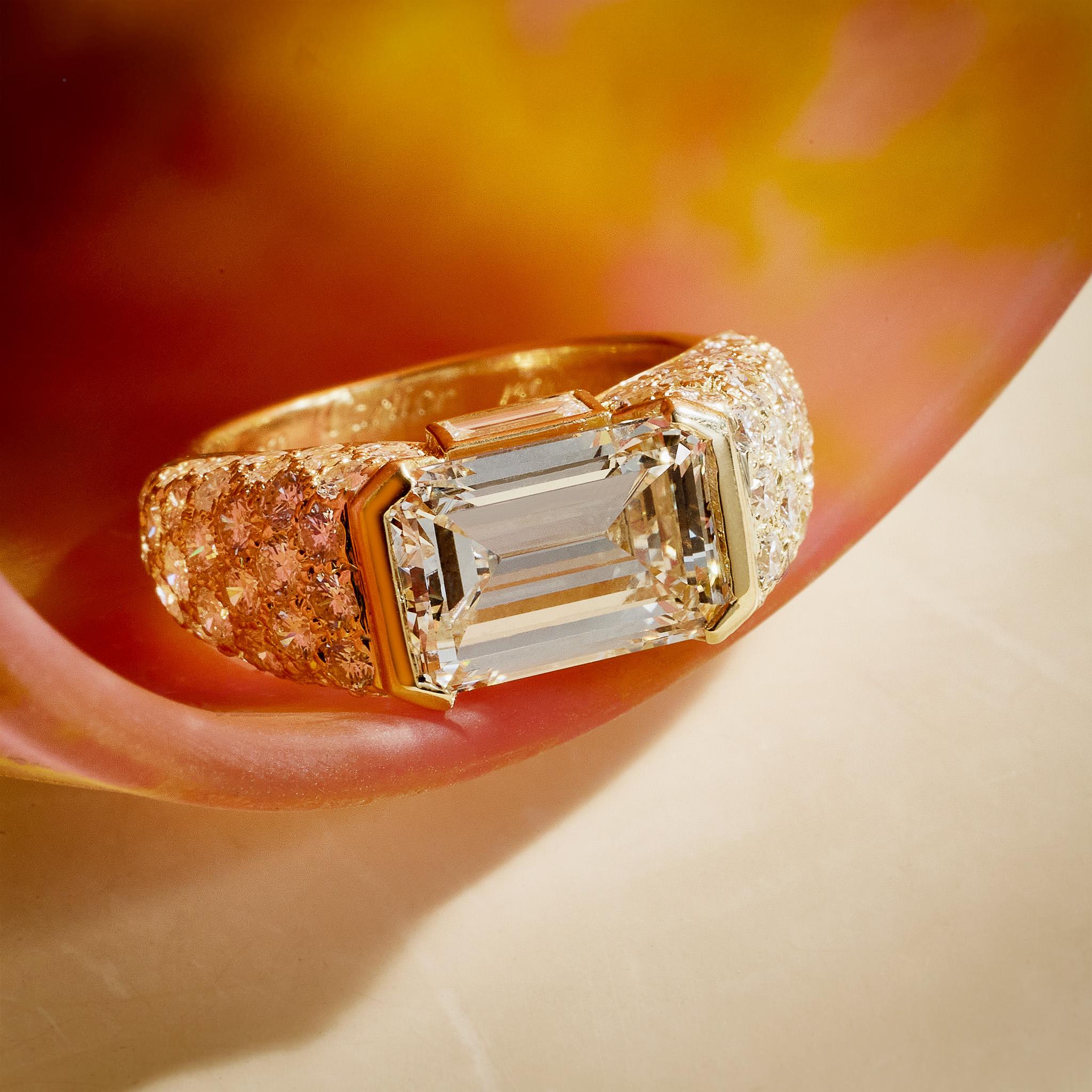 Cartier Monture Paris Diamantring mit Smaragdschliff im Angebot 3