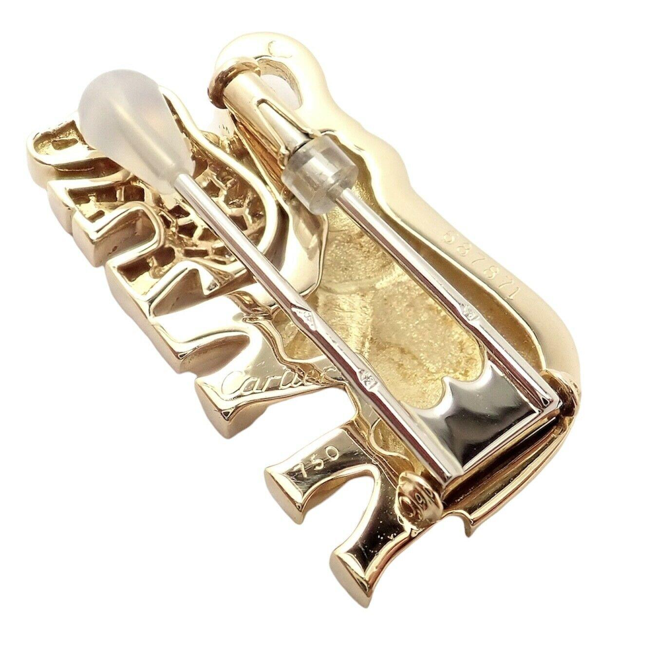 Cartier Mother and Child Elephant Diamond Yellow Gold Brooch Pin 2