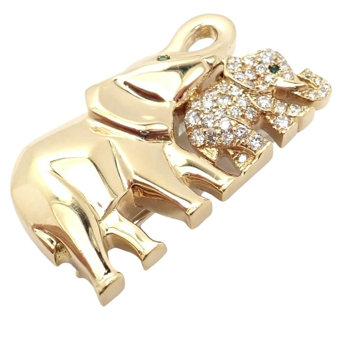 Cartier Mother and Child Elephant Diamond Yellow Gold Brooch Pin 4