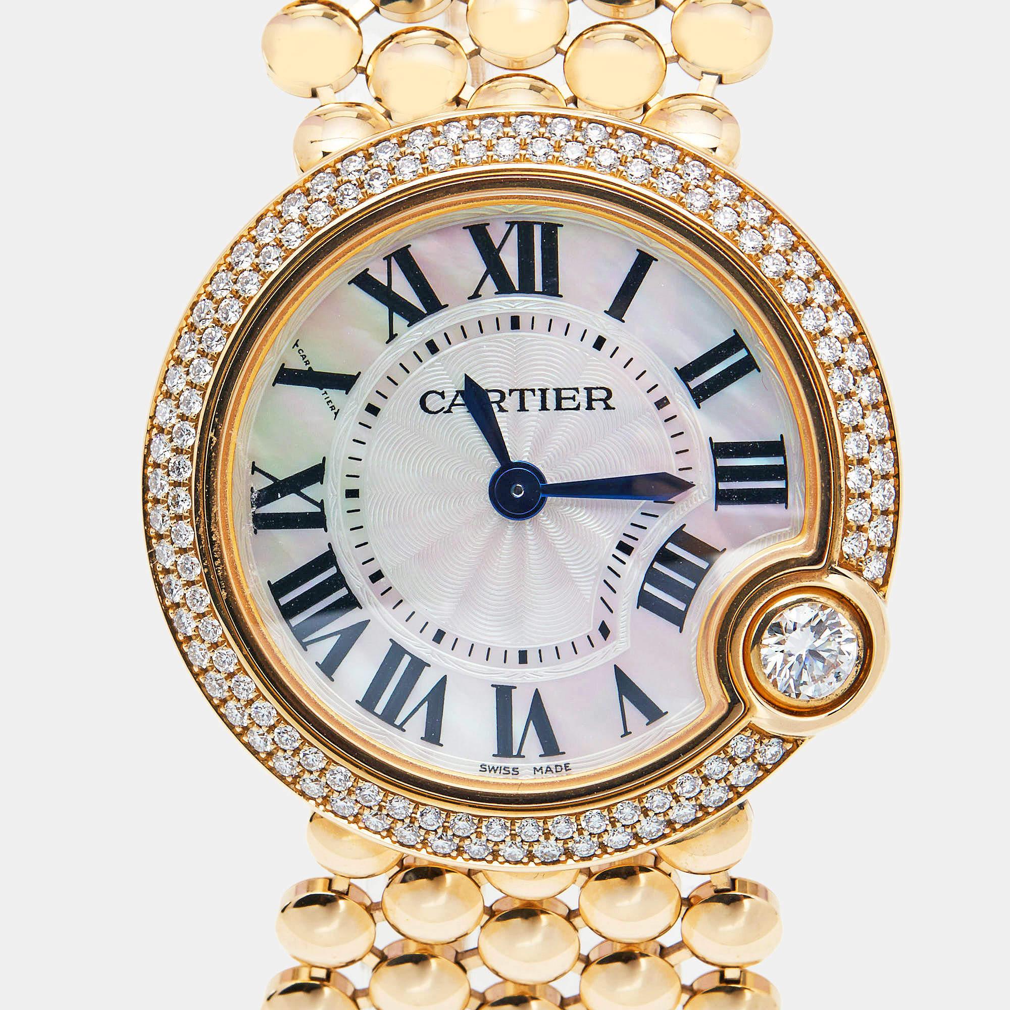 Aesthetic Movement Cartier Mother of Pearl 18K  Blanc de Cartier 3722 Women's Wristwatch 30 mm