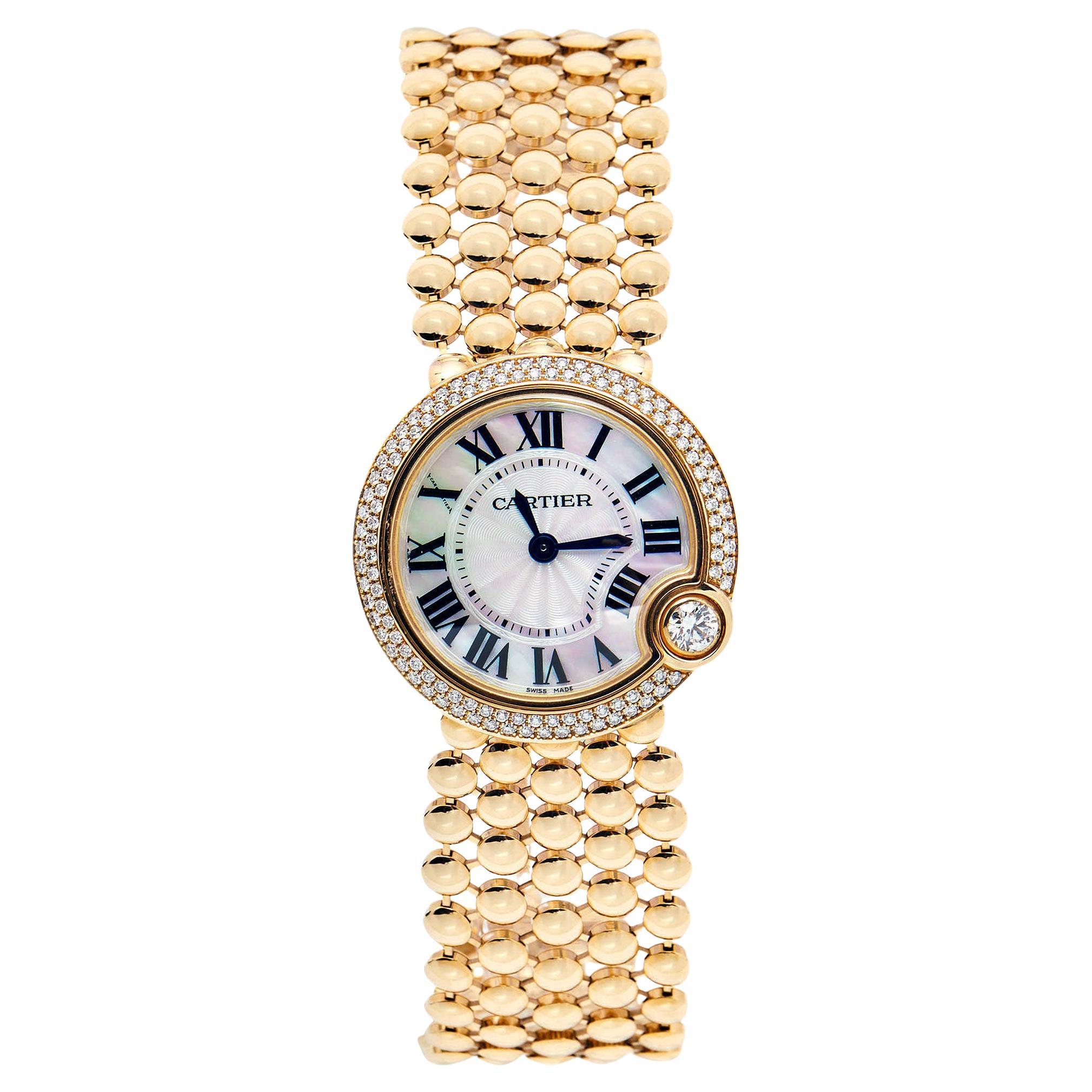 Cartier Mother of Pearl 18K  Blanc de Cartier 3722 Women's Wristwatch 30 mm