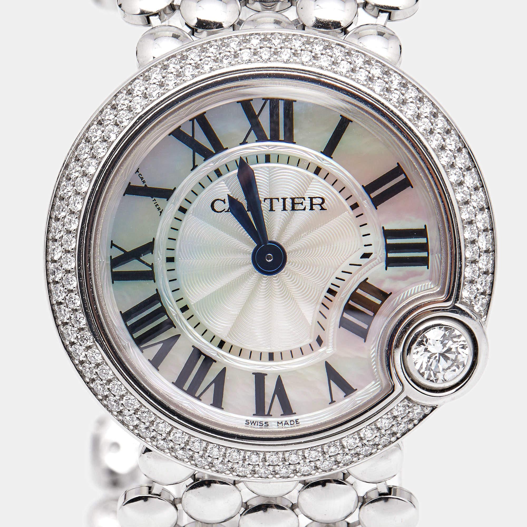 Cartier Mother Of Pearl 18k White Gold Diamonds WE902072 Women's Wristwatch 30 m 3