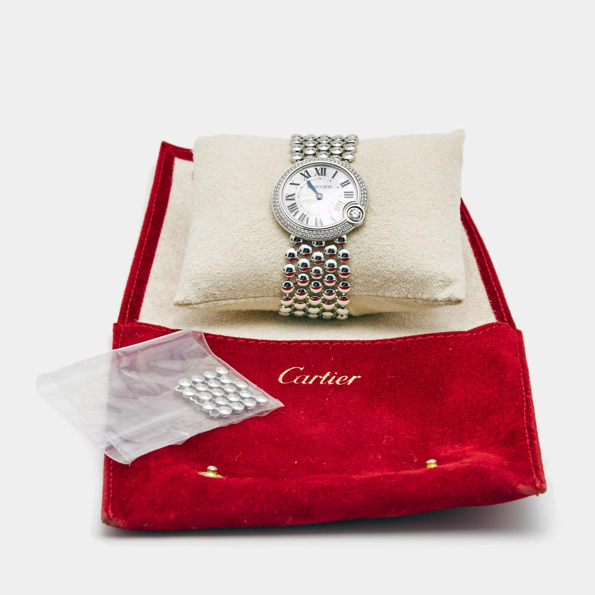 Cartier Mother Of Pearl 18k White Gold Diamonds WE902072 Women's Wristwatch 30 m 4