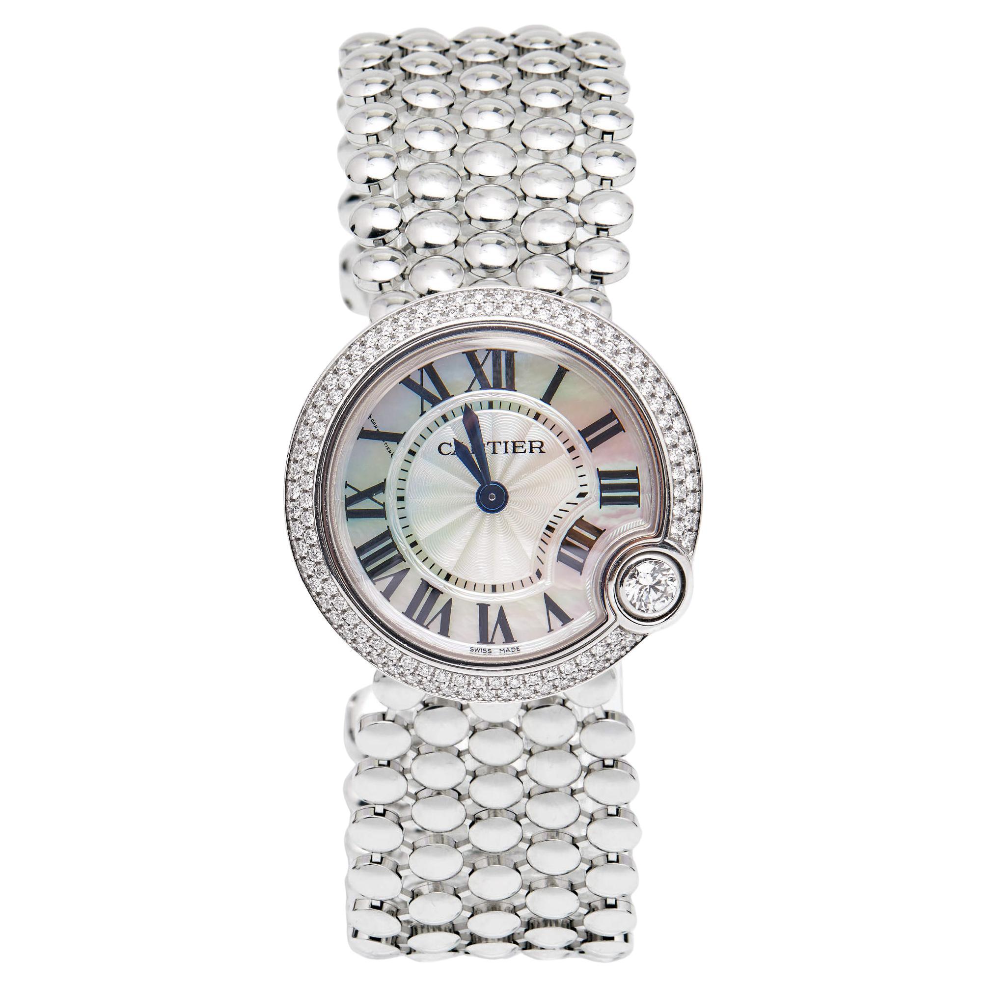 Cartier Mother Of Pearl 18k White Gold Diamonds WE902072 Women's Wristwatch 30 m
