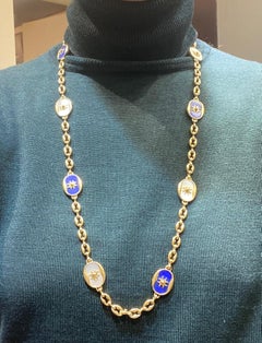 Cartier mother of pearl and lapis necklace carrying Jean-Jacques Cartier's mark