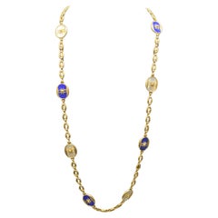 Cartier mother of pearl and lapis necklace carrying Jean-Jacques Cartier's mark