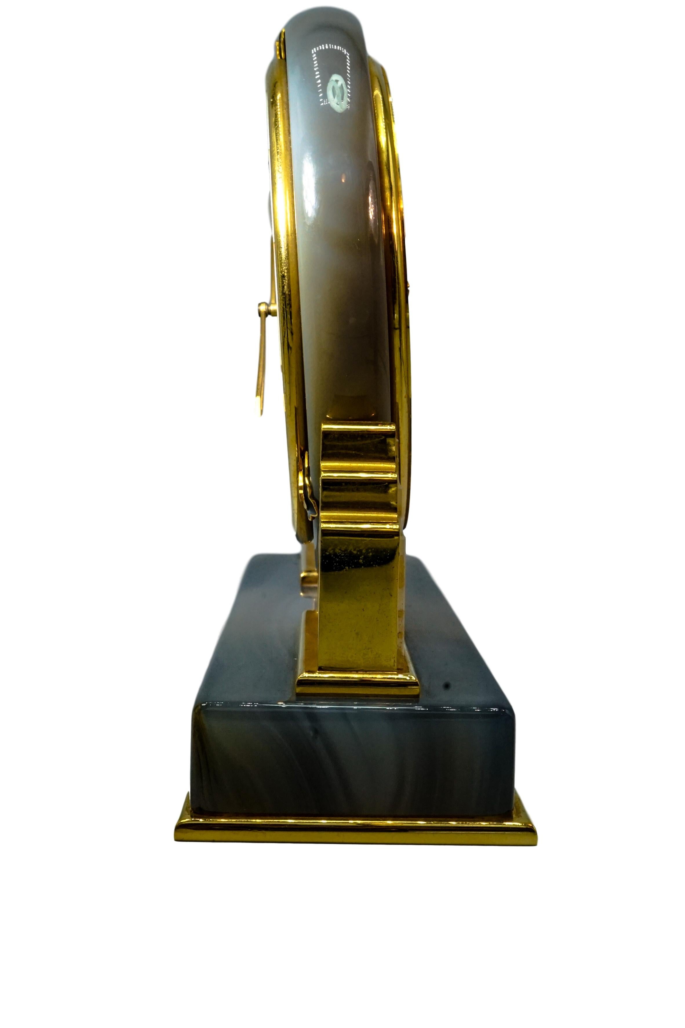 Cartier Mother of Pearl, Rock Crystal and Agate Desk Clock In Excellent Condition For Sale In New York, NY
