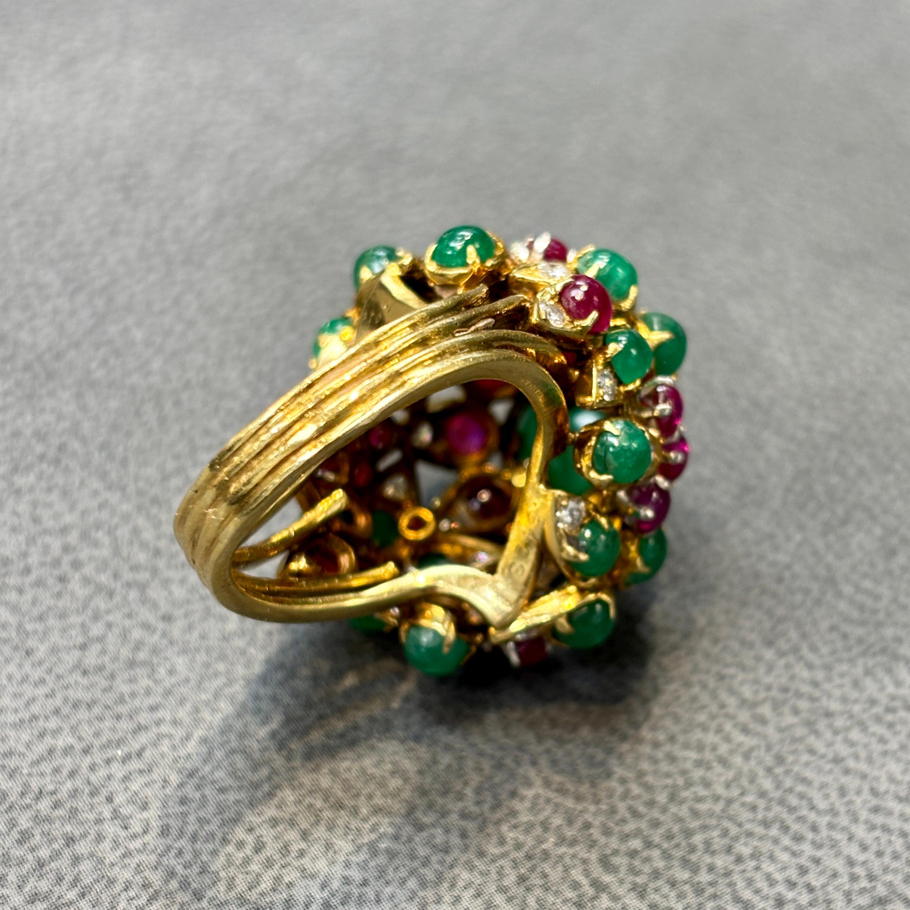 Cartier Mughal Style Ruby & Emerald Cocktail Ring For Sale 4