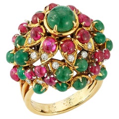 Cartier Mughal Style Ruby & Emerald Cocktail Ring