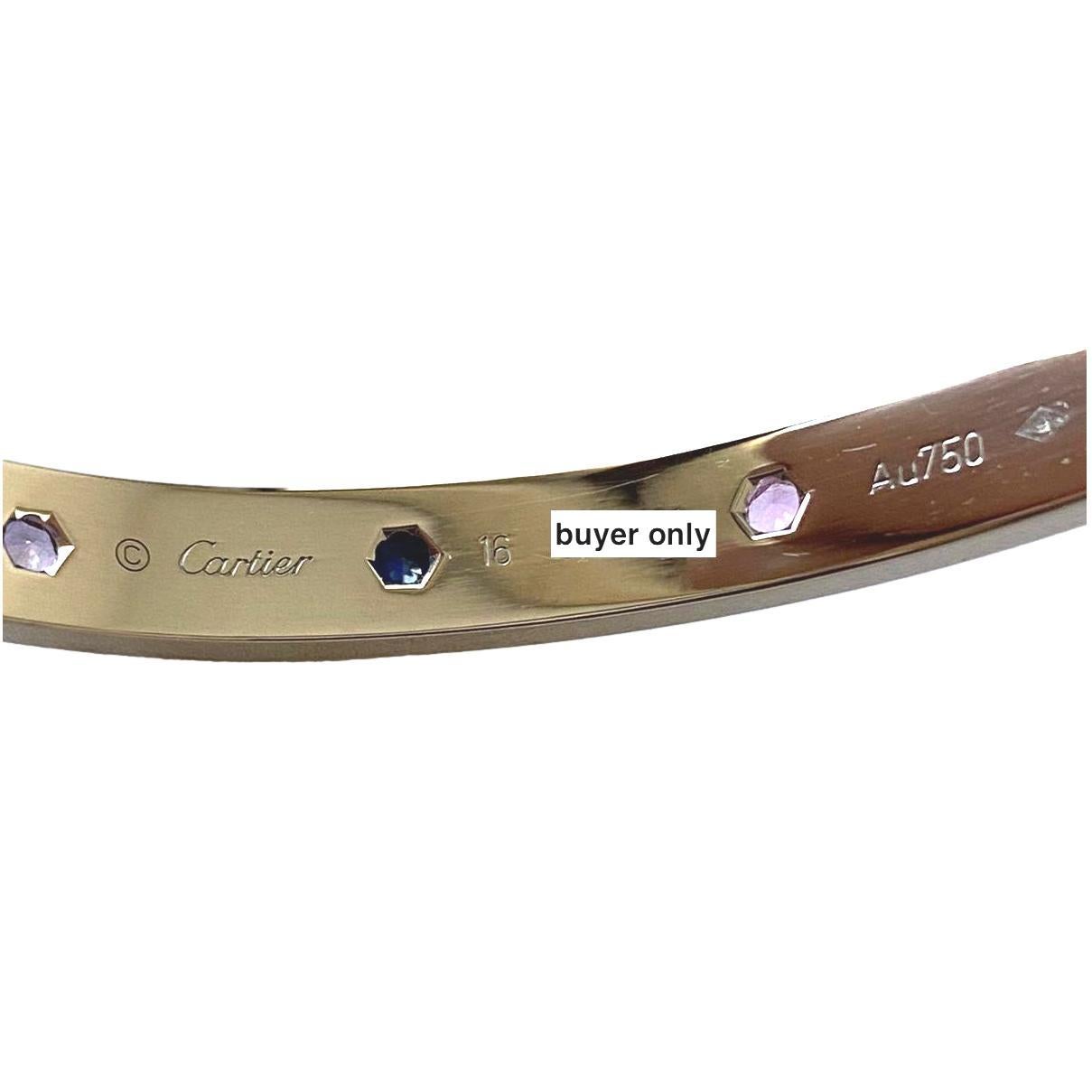 Women's or Men's Cartier Multi Gem White Gold Love Bracelet Size 16