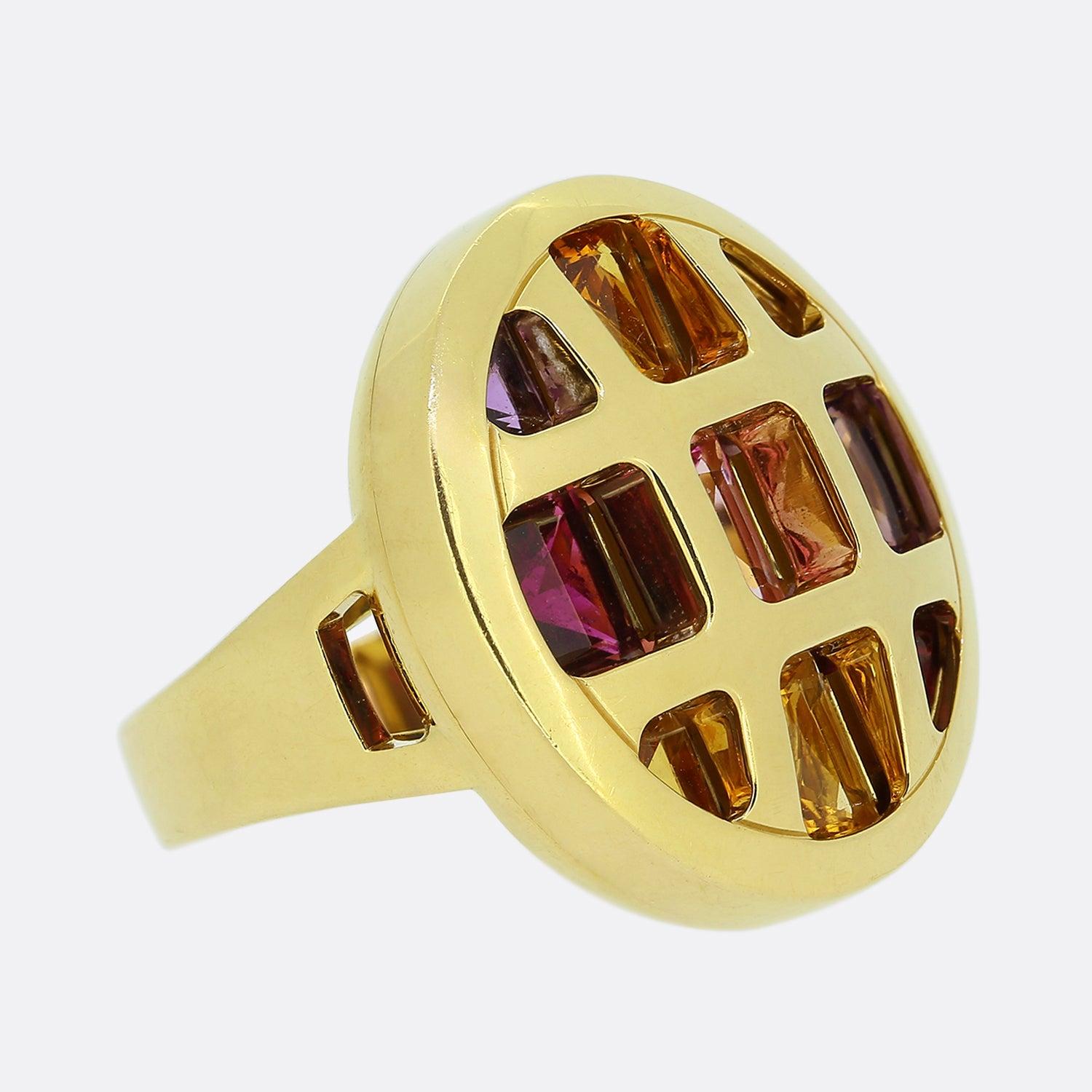 Square Cut Cartier Multi Gemstone Pasha Ring For Sale