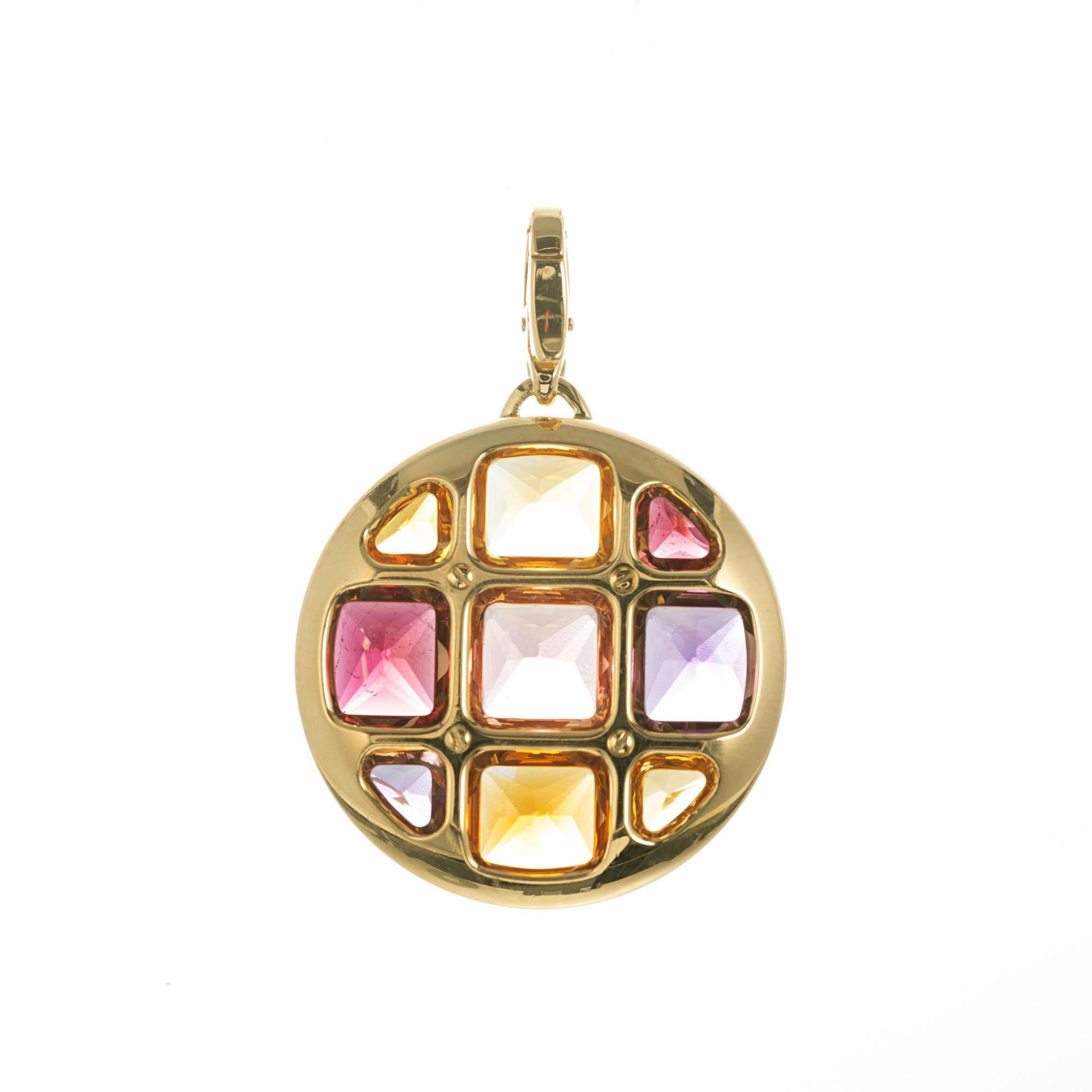 Cartier Multi-Gemstone Yellow Gold Pasha Pendant Enhancer In Excellent Condition In Stamford, CT