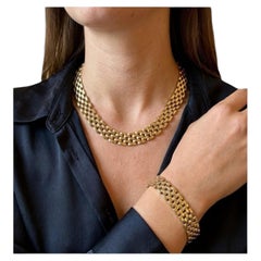 Cartier Multi-Strand 14K Gelbgold Link Halskette und Armband Schmuck-Set