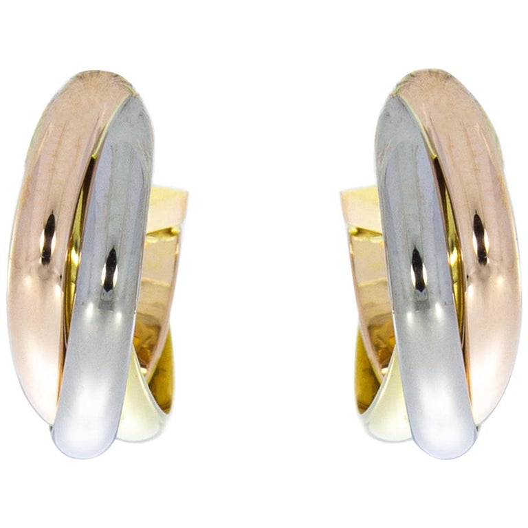 United Elegance Contemporary Large Polished Tri-Color Silver Gold /& Rose Tone Hoop Earrings