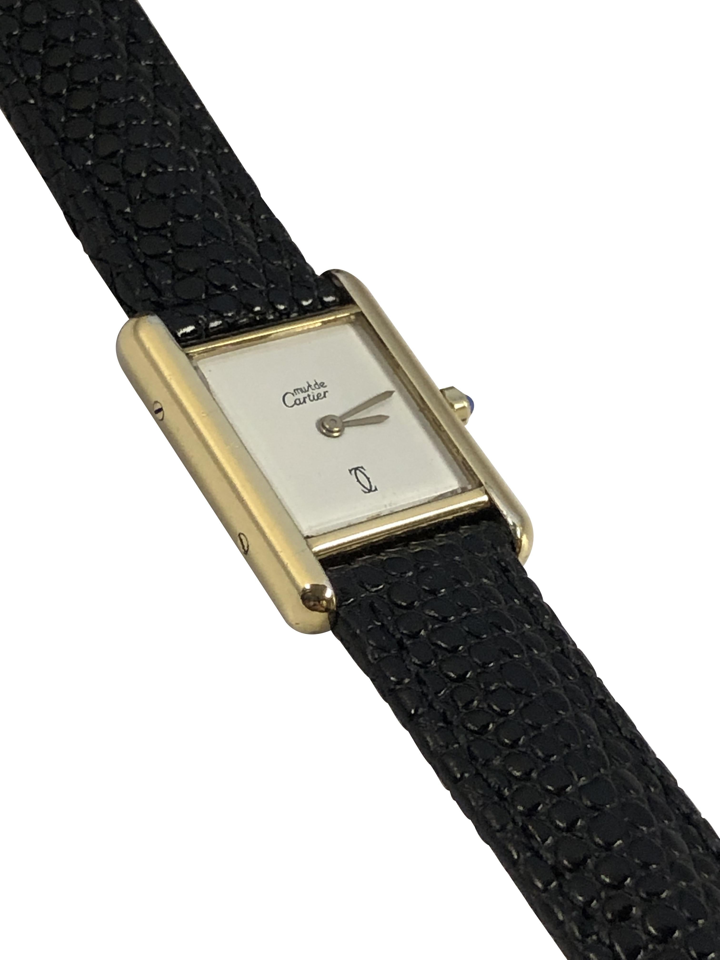 Cartier Mus de Cartier Vermeil  Rare White Dial Ladies Quartz Wrist watch 1