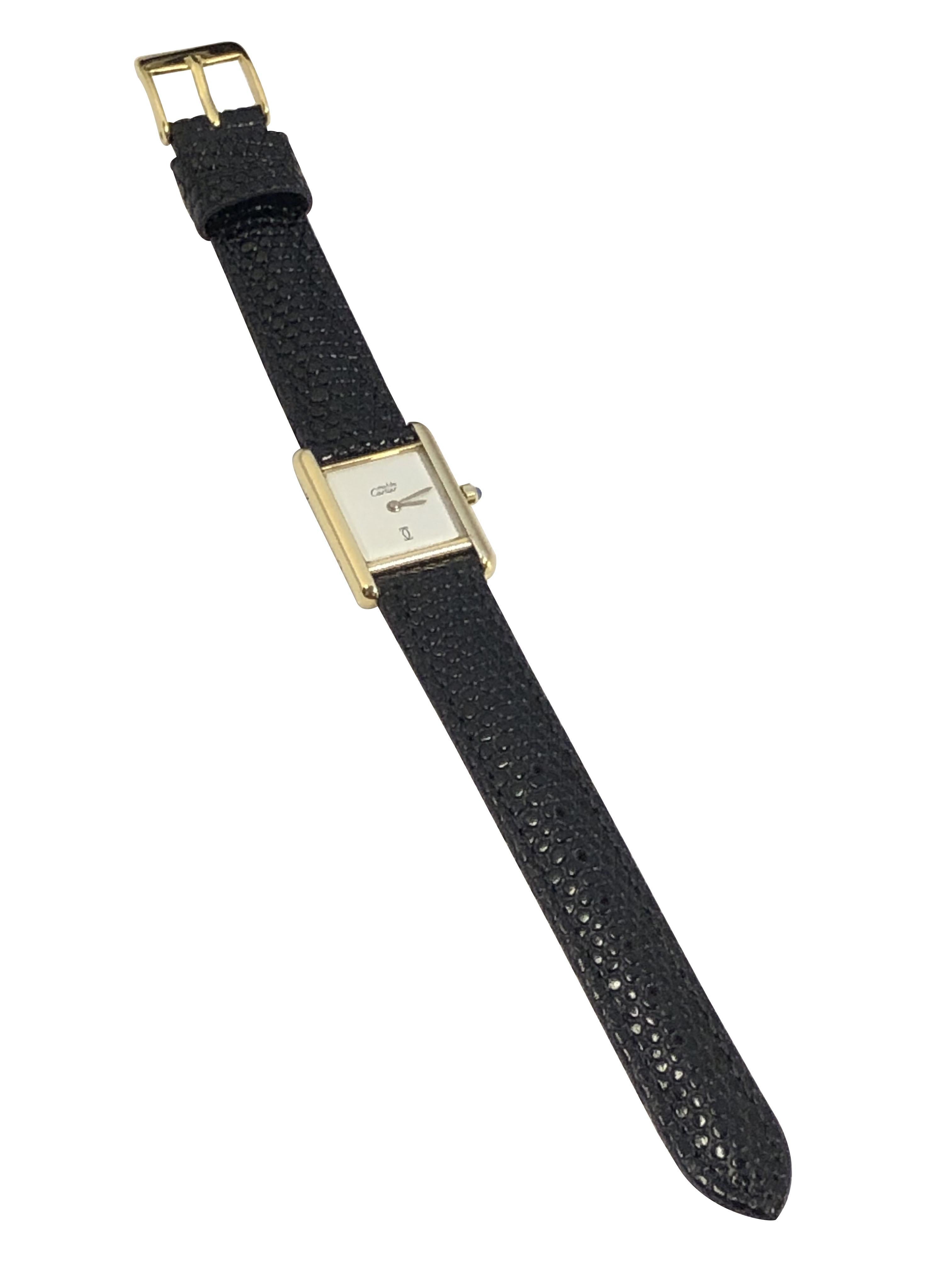 Cartier Mus de Cartier Vermeil  Rare White Dial Ladies Quartz Wrist watch 2