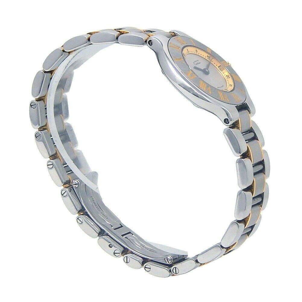 Reloj de mujer Cartier Must 21 Oro amarillo 18k y acero inoxidable Cuarzo 1340 en Excelente estado para la venta en New York, NY
