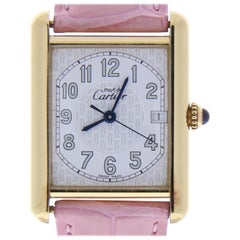 Cartier Must 21 2413 with Band, Gold-Tone Bezel and White Dial
