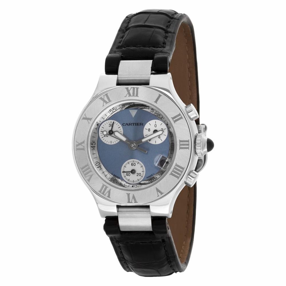 Contemporary Cartier Must 21 2996, Blue Dial, Certified and Warranty