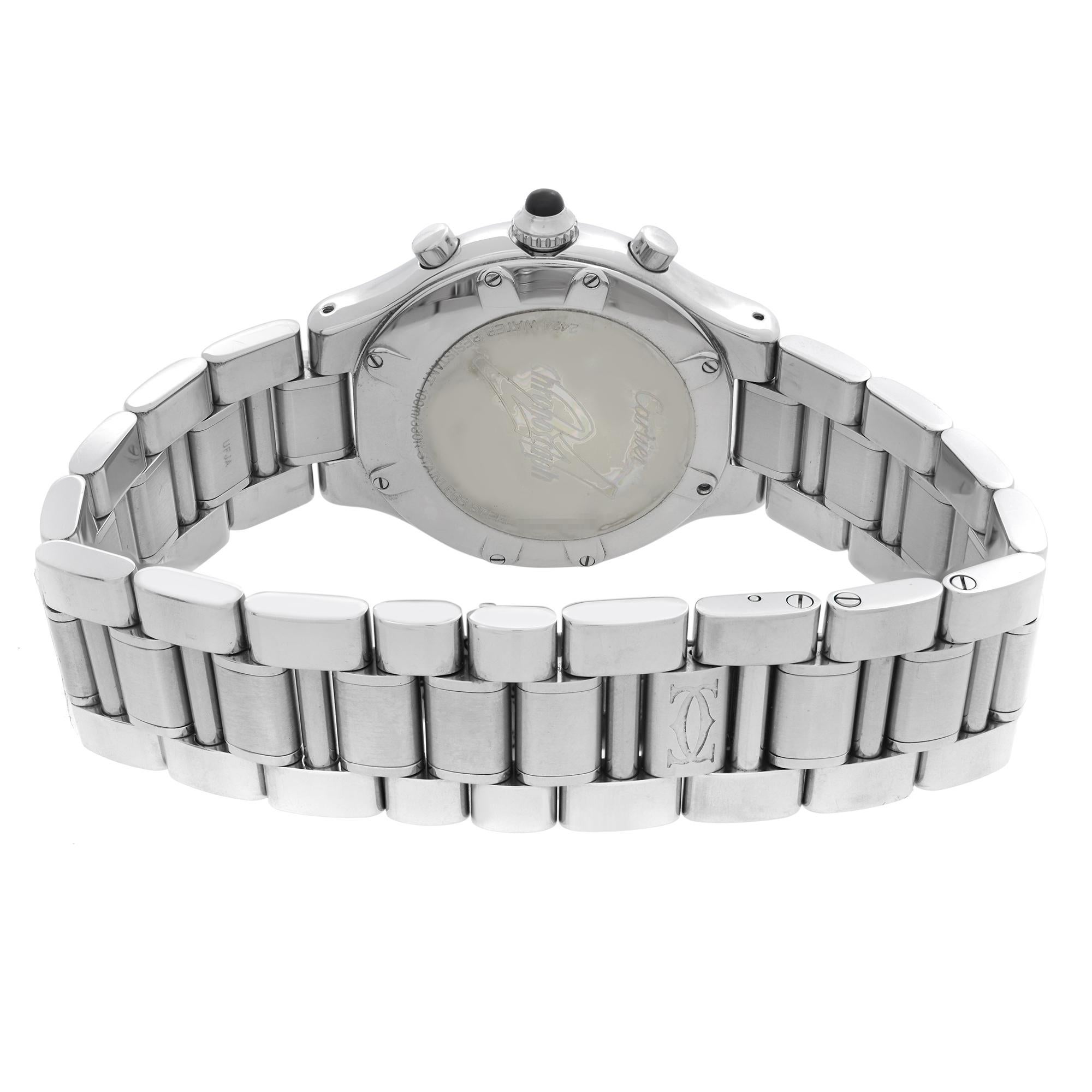 Cartier Must 21 Chronoscaph Stahl-Quarzuhr mit schwarzem Zifferblatt W10172T2 2