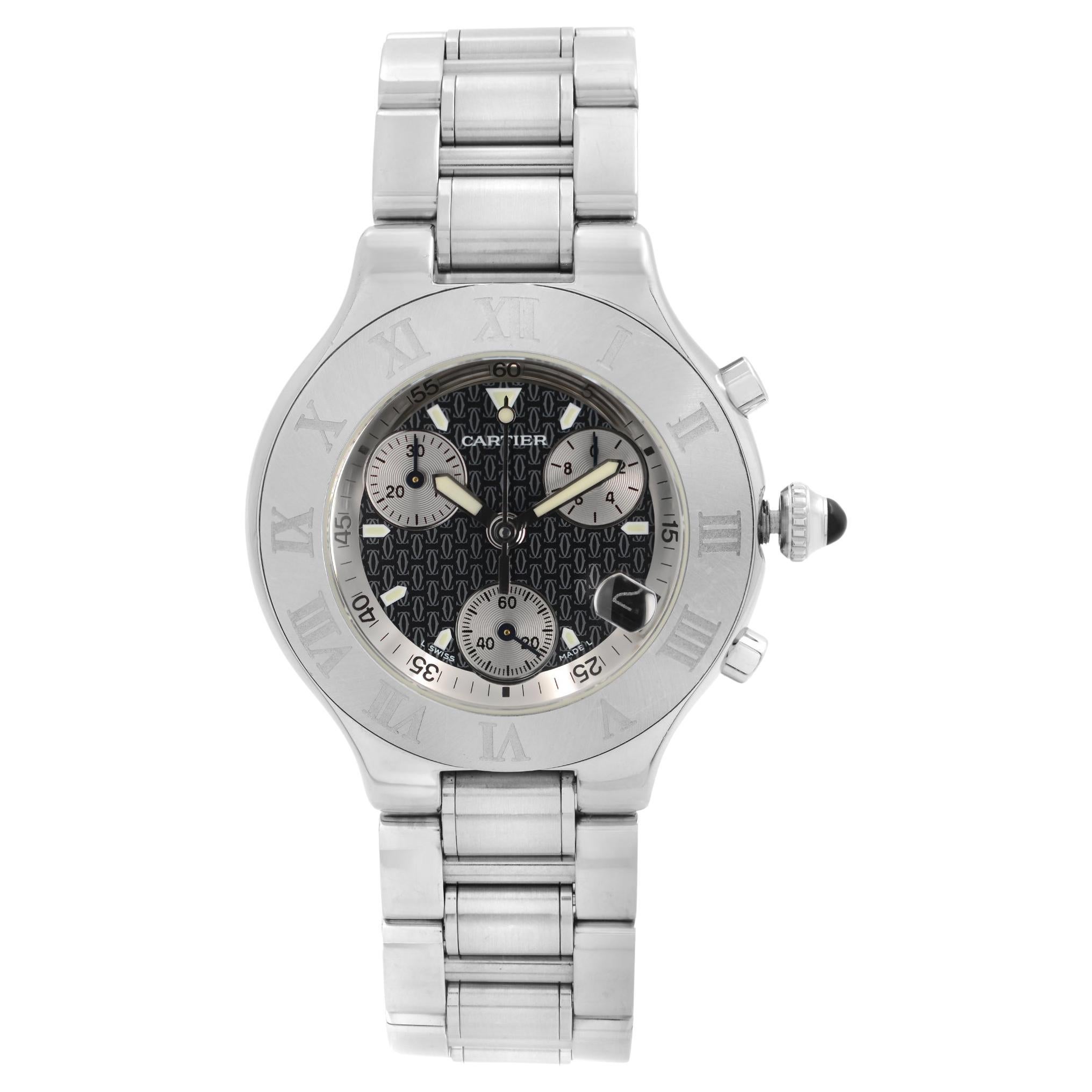 Cartier Must 21 Chronoscaph Steel Black Dial Quartz Watch W10172T2