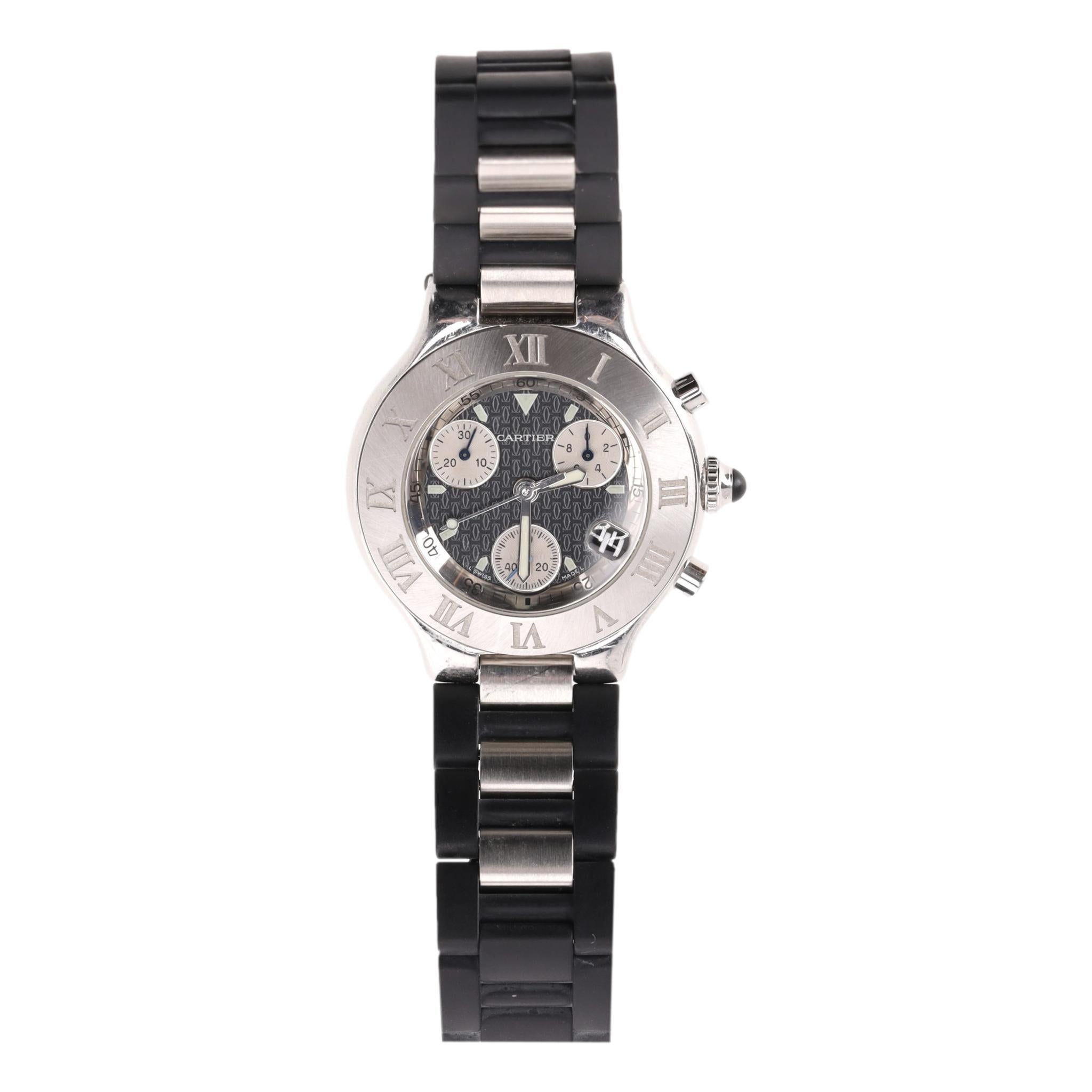 Women's or Men's Cartier Must 21 Chronoscaph Stainless Steel Watch For Sale