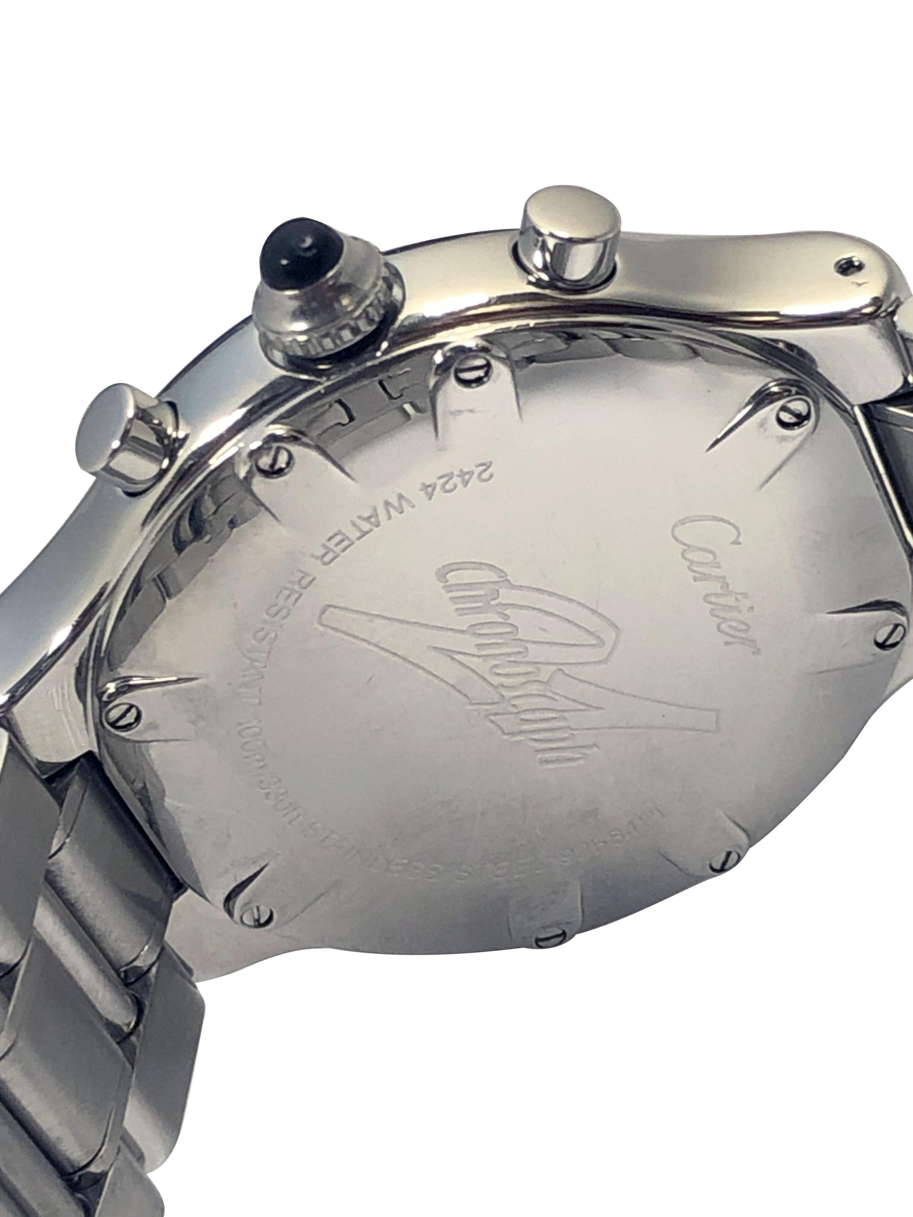 Cartier Must 21 Chronoscaph Stahl Chronograph Armbanduhr im Zustand „Hervorragend“ im Angebot in Chicago, IL