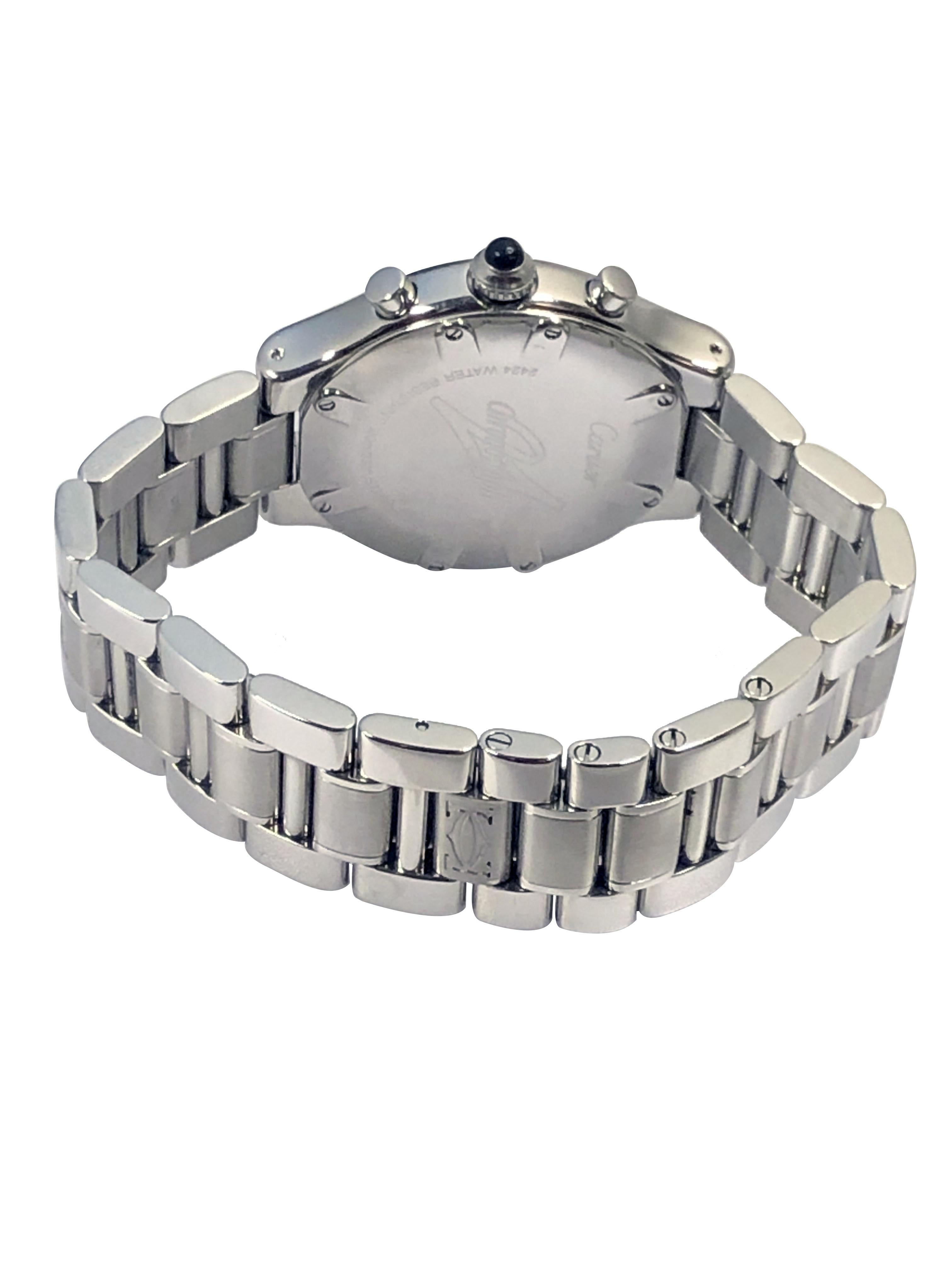 Cartier Must 21 Chronoscaph Stahl Chronograph Armbanduhr für Damen oder Herren im Angebot