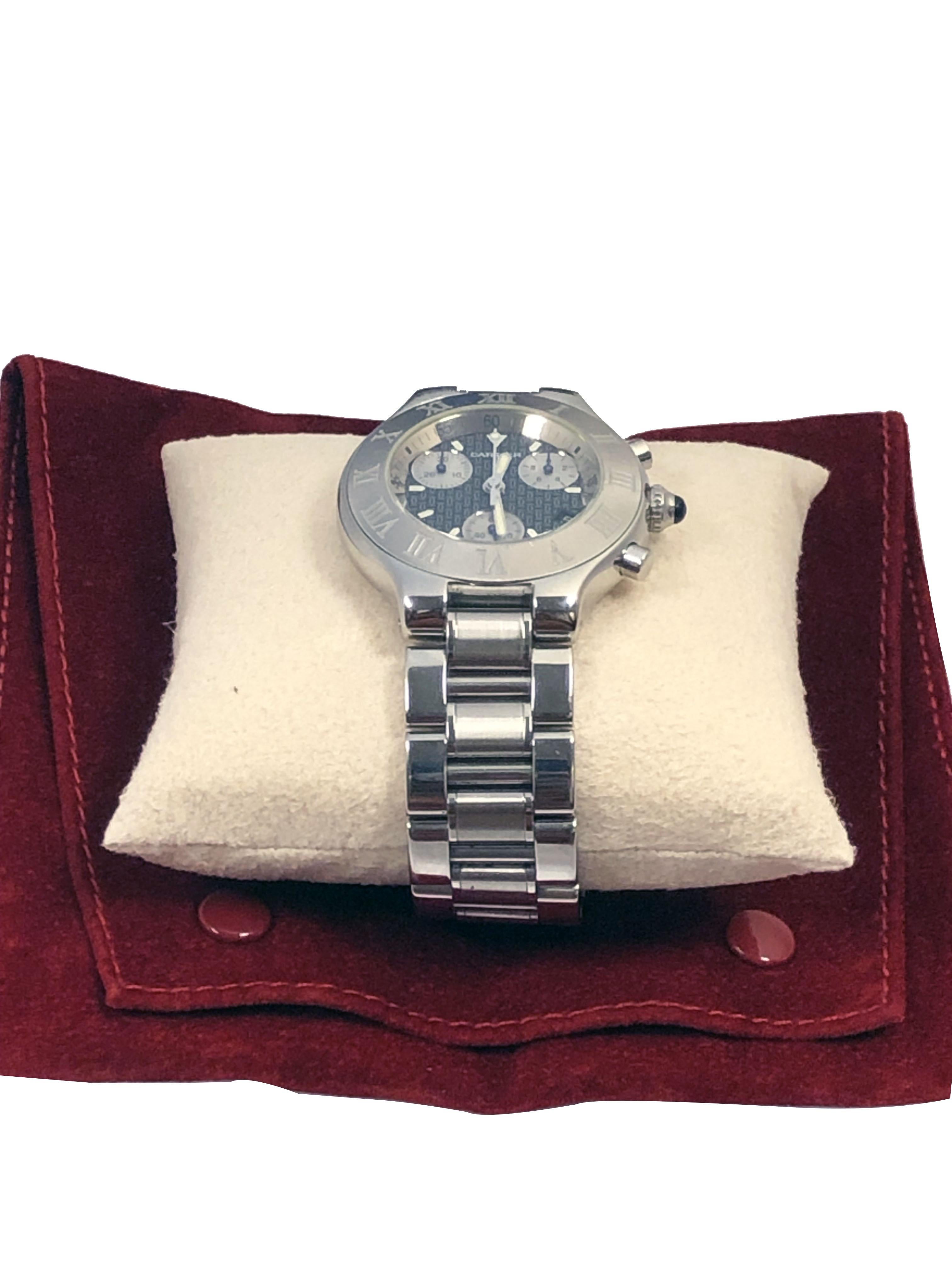 Cartier Must 21 Chronoscaph Stahl Chronograph Armbanduhr im Angebot 1