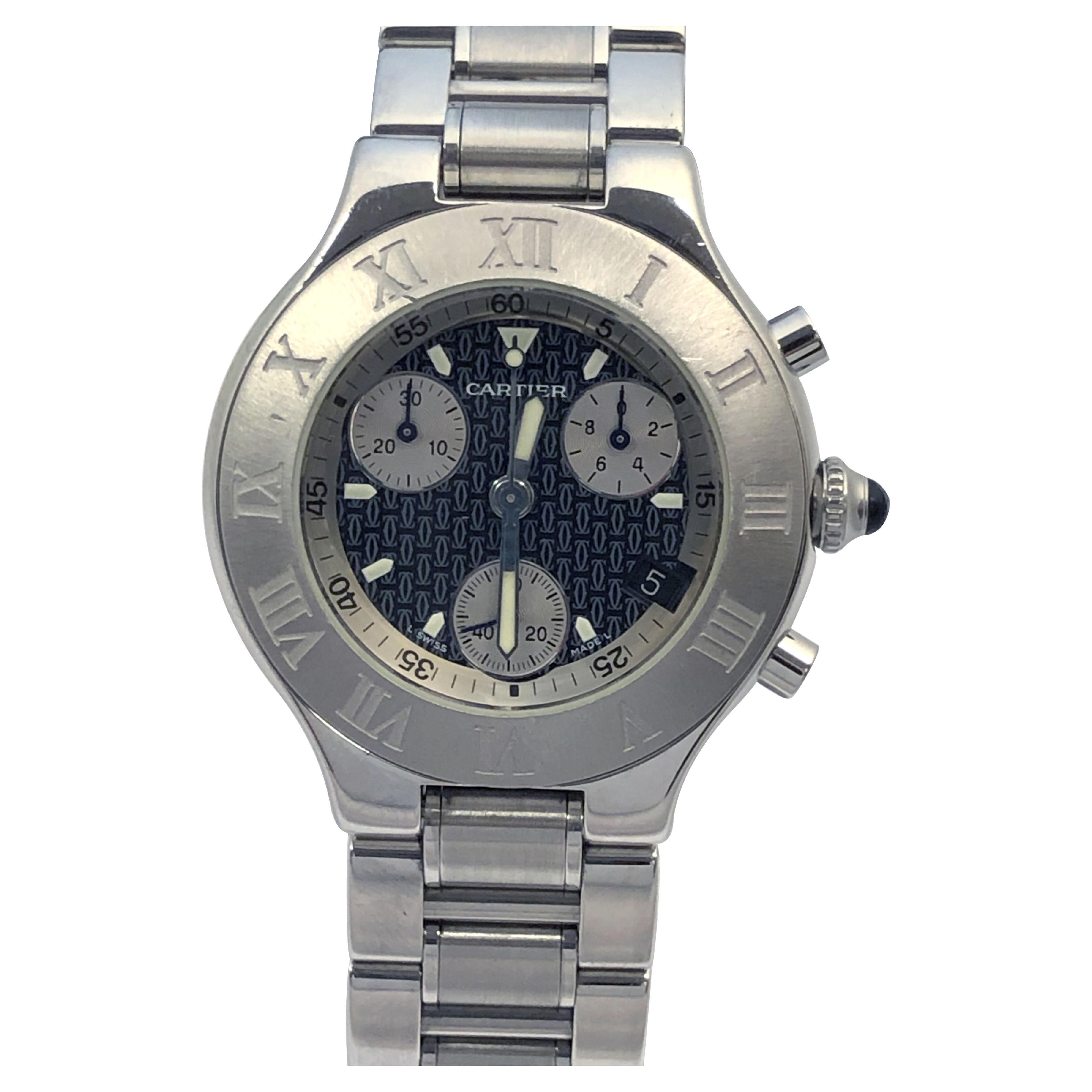 Reloj de pulsera cronógrafo de acero Cartier Must 21 Chronoscaph