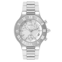 Cartier Montre Must 21 Chronoscaph en acier et caoutchouc blanc pour femmes W10184U2