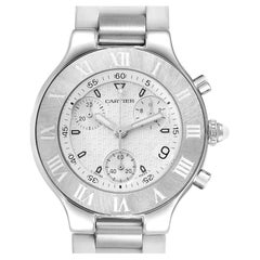 Cartier Must 21 Chronoscaph White Rubber Steel Ladies Watch W10184U2