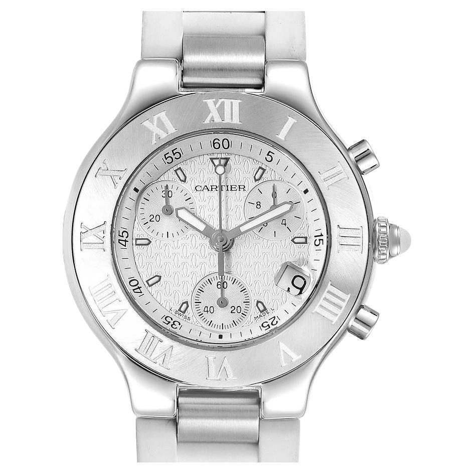 Cartier Must 21 Chronoscaph White Rubber Unisex Watch W10184U2