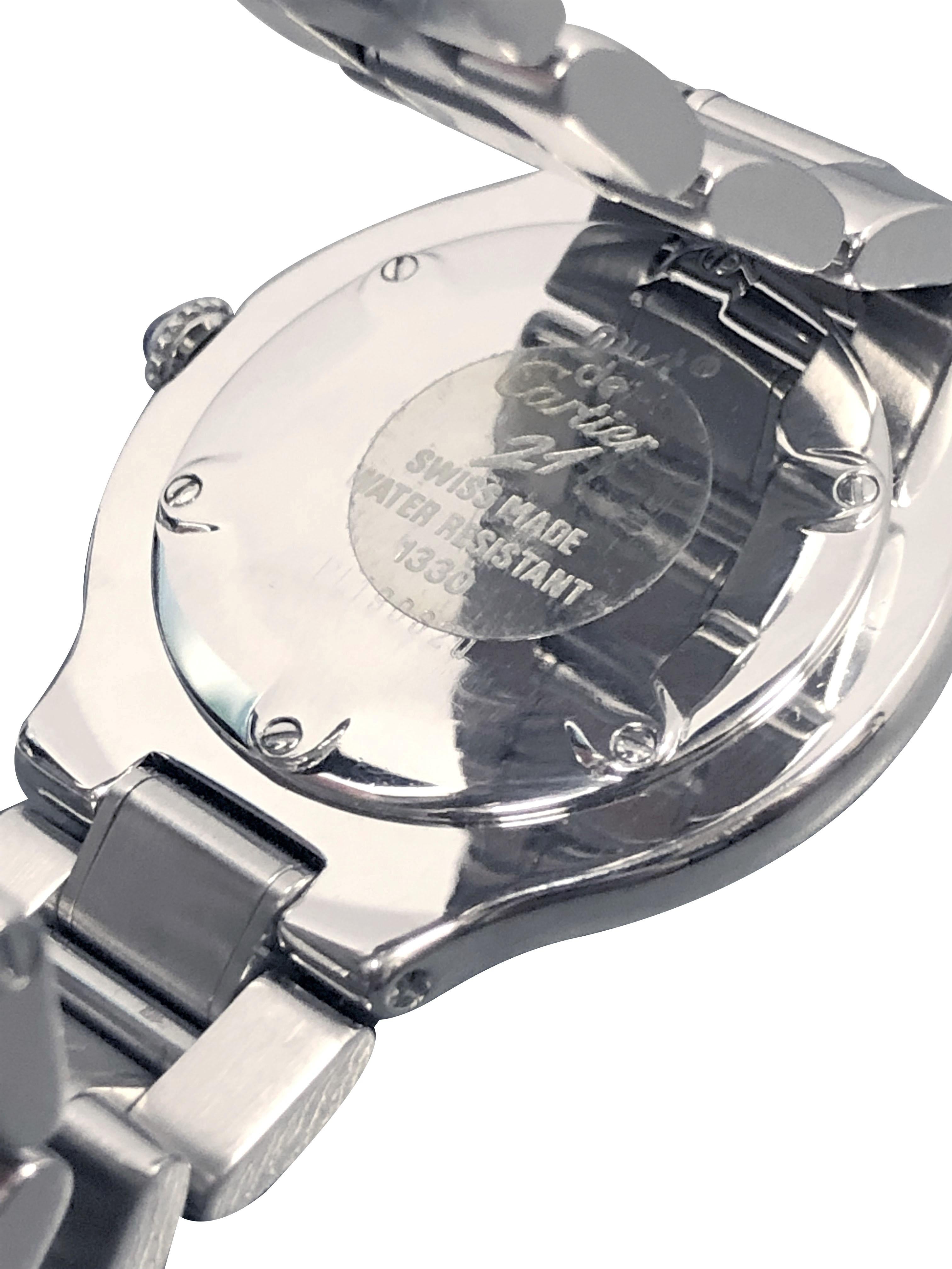 Cartier Must 21 Referenz 1330 Mid Size Stahl Quarz Armbanduhr  im Zustand „Hervorragend“ im Angebot in Chicago, IL