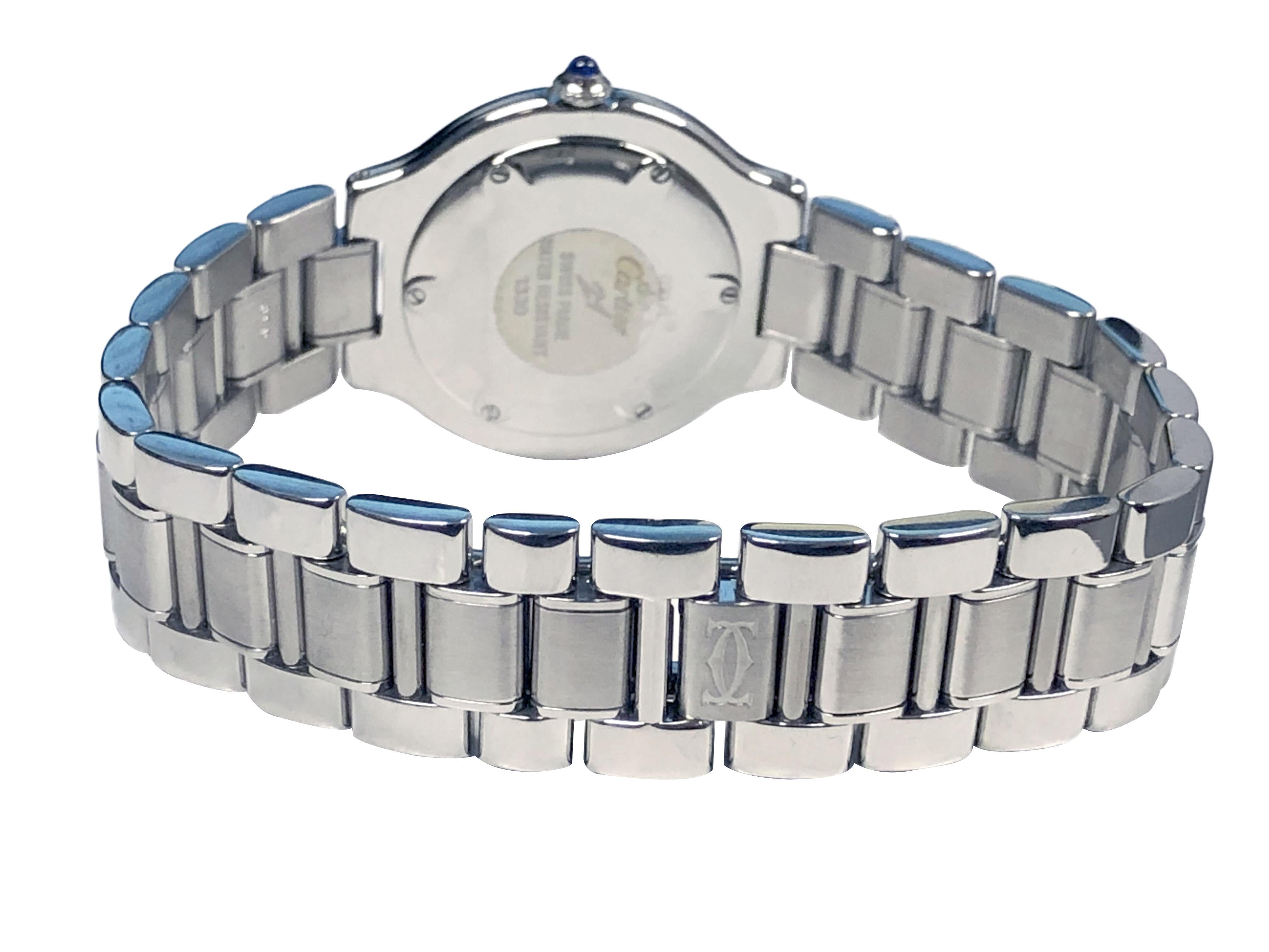 Cartier Must 21 Referenz 1330 Mid Size Stahl Quarz Armbanduhr  im Angebot 1