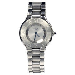Vintage Cartier Must 21 Reference 1330 Mid Size Steel Quartz Wrist Watch 