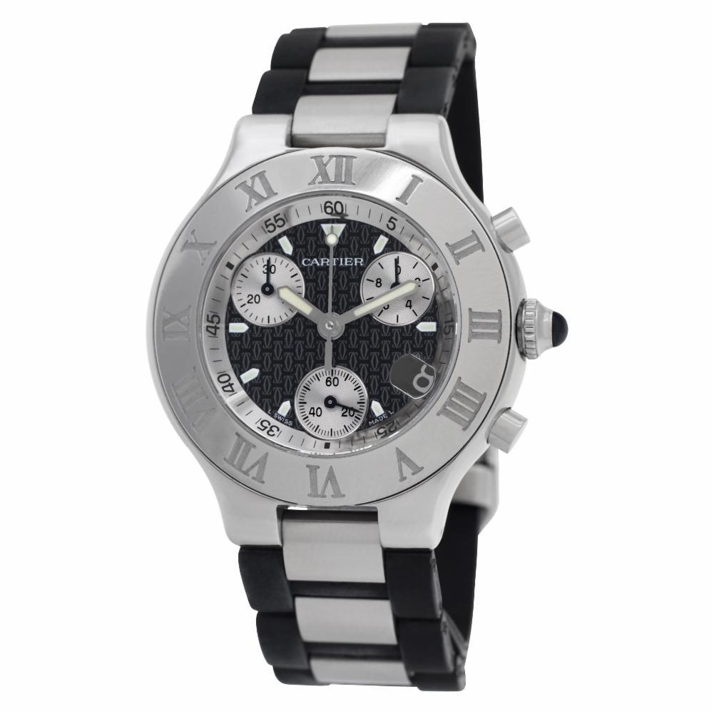 Cartier Must 21 W10125U2, Esfera Negra, Certificado y Garantía Contemporáneo