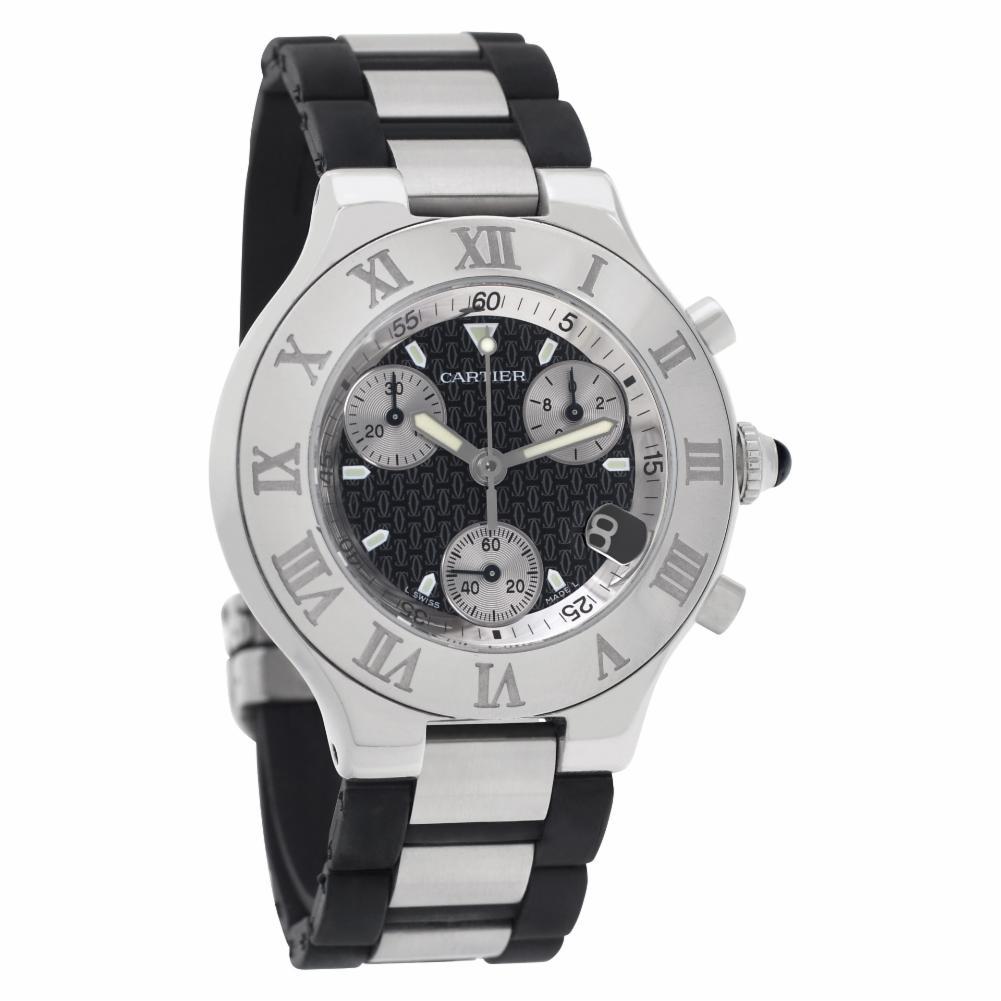 De los hombres Cartier Must 21 W10125U2, Esfera Negra, Certificado y Garantía