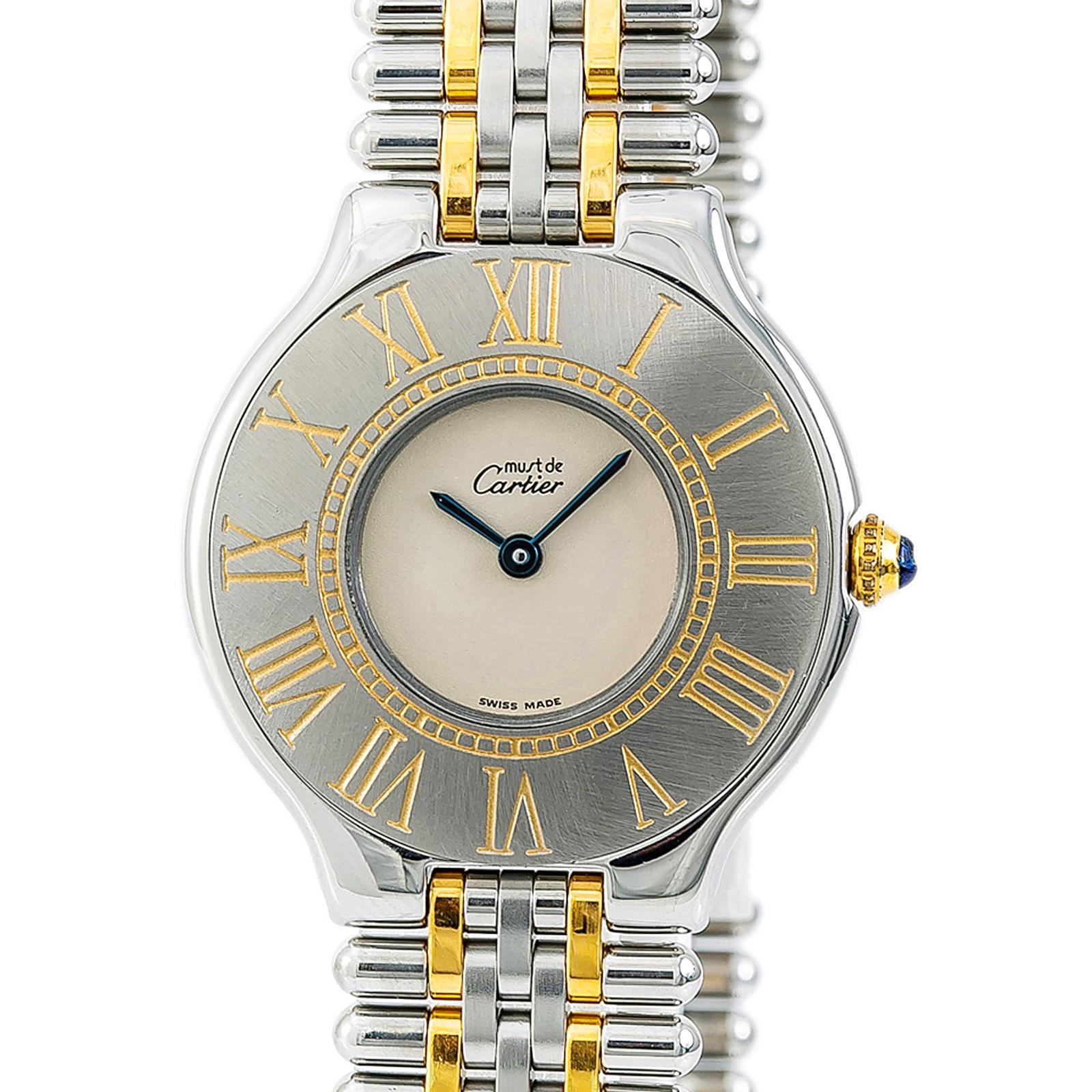 Cartier Must 21 Women's Quartz Watch Cream Dial Two-Tone Ss 1