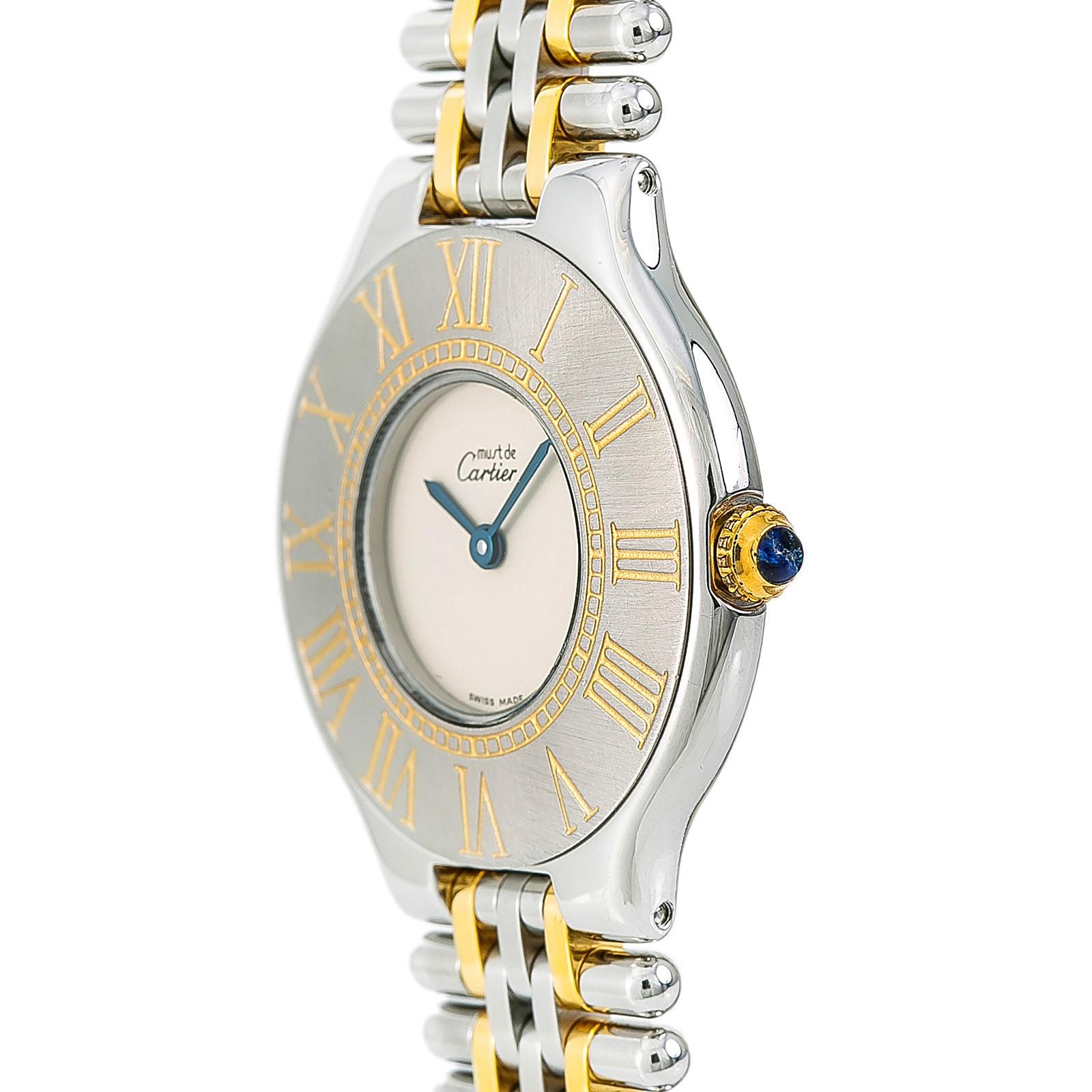 Cartier Must 21 Women's Quartz Watch Cream Dial Two-Tone Ss 2