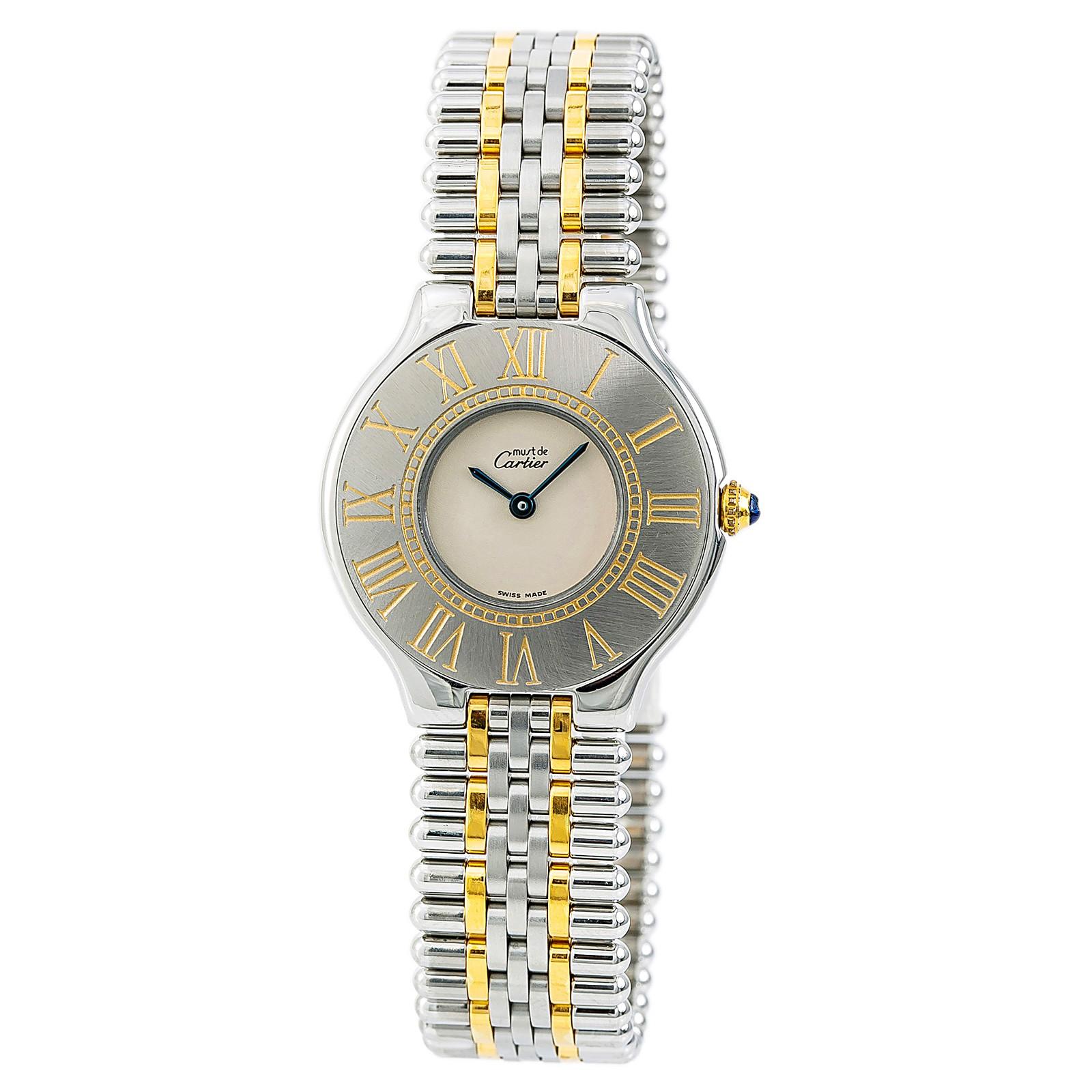 Cartier Must 21 Women's Quartz Watch Cream Dial Two-Tone Ss