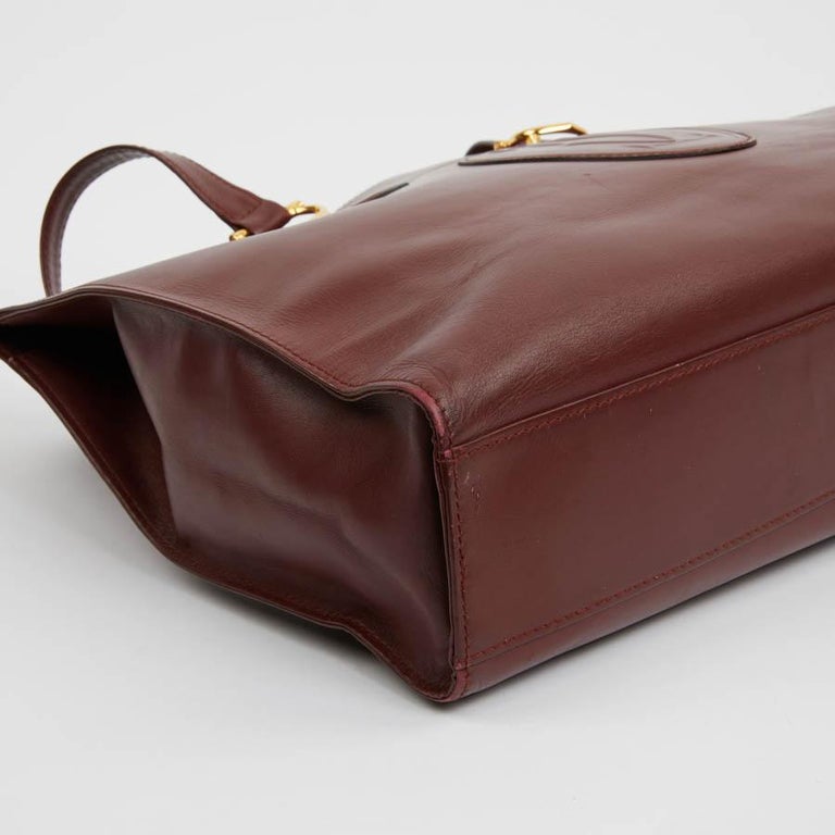 CARTIER Must Burgundy Tote Bag In Vintage Box Leather For Sale at